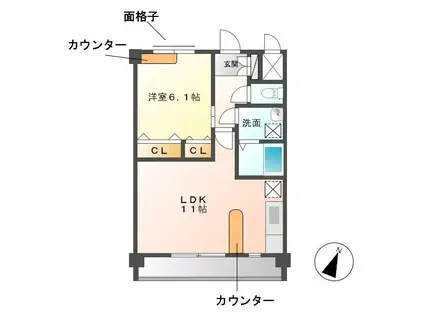 COURAGE LAFUENTE(1LDK/2階)の間取り写真