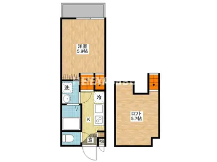 デ・クメール西小路(1SK/2階)の間取り写真