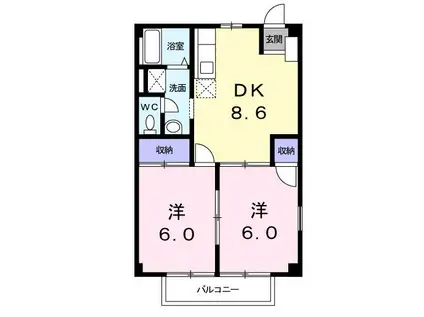 エンゼルハイツ(2DK/1階)の間取り写真