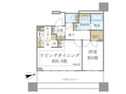 白金ザ・スカイ西棟(1LDK/15階)の間取り写真