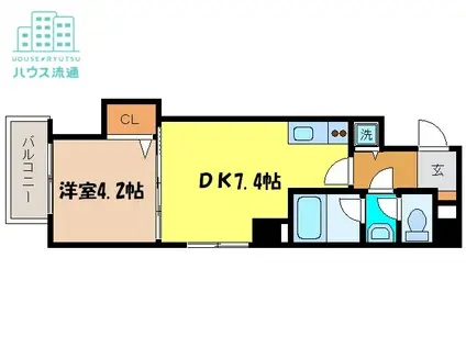 クラリス魚の町(1DK/2階)の間取り写真