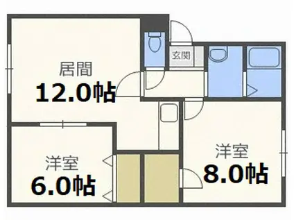 グラヴィータ川北(2LDK/2階)の間取り写真