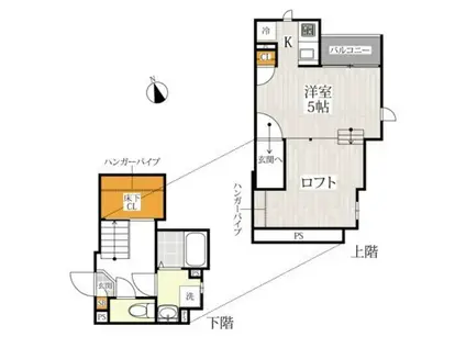 CB古賀アルベリ(1K/2階)の間取り写真