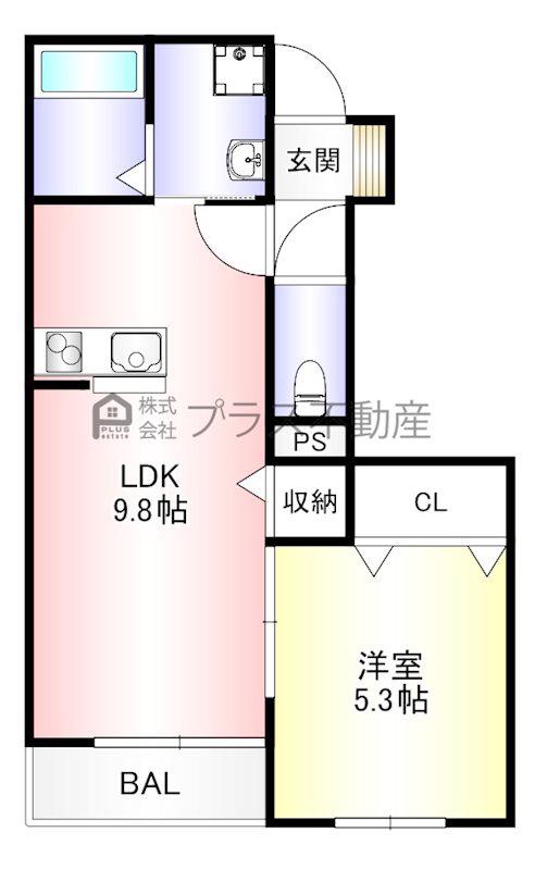 SEVEN STARS知古A(1LDK/1階)の間取り写真