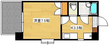ソレイユ白島(1K/3階)の間取り写真