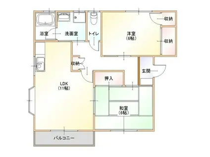 グレース B棟(2LDK/2階)の間取り写真
