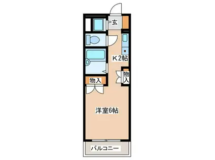 アパ-トメントK(1K/2階)の間取り写真