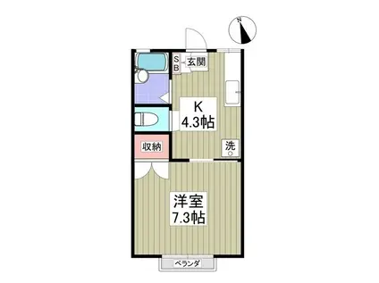 プルミエールAMI(1K/1階)の間取り写真