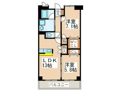 プレシオス藤が丘(2LDK/3階)の間取り写真