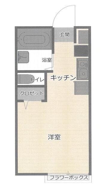 ミルフラット(ワンルーム/2階)の間取り写真