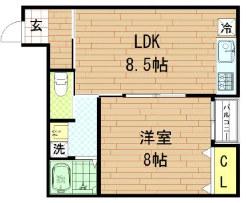 IRIS勝山(1LDK/3階)の間取り写真