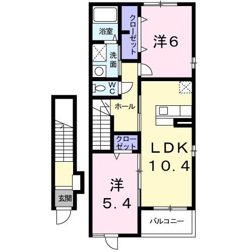 ライフ・ステージB(2LDK/2階)の間取り写真