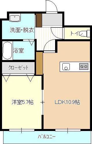 パークサイド中田(1LDK/1階)の間取り写真