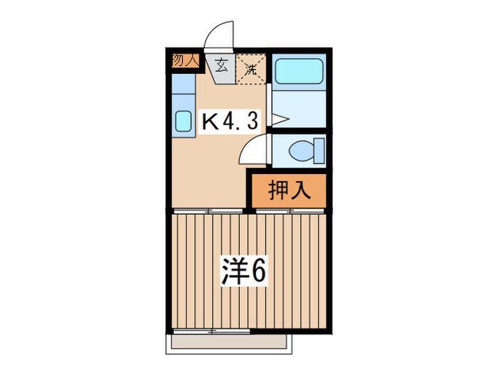 ドミールコバヤシ(1K/2階)の間取り写真