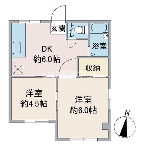 辰巳荘(2DK/2階)の間取り写真