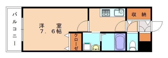 グランピア朝野(1K/2階)の間取り写真