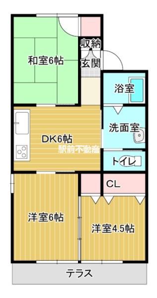 パークハイツエルA(3DK/1階)の間取り写真