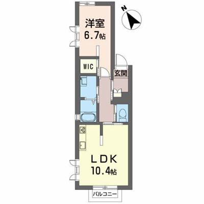 ウッドベル(1LDK/1階)の間取り写真