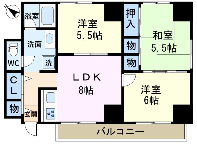 ライオンズマンション新小岩第3(3DK/2階)の間取り写真