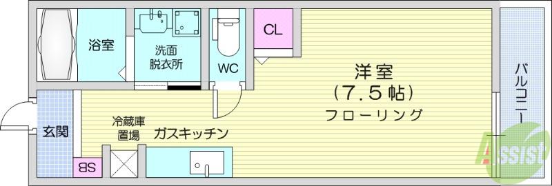 スペチアーレ(1K/1階)の間取り写真