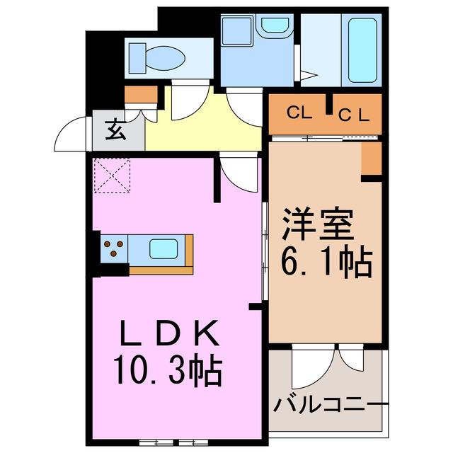 アドバンス オーシャン 徳重I(1LDK/1階)の間取り写真