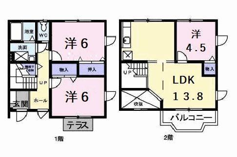 シャトーI(3LDK/1階)の間取り写真