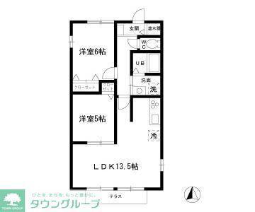 キャッスル本庄B棟(2LDK/1階)の間取り写真