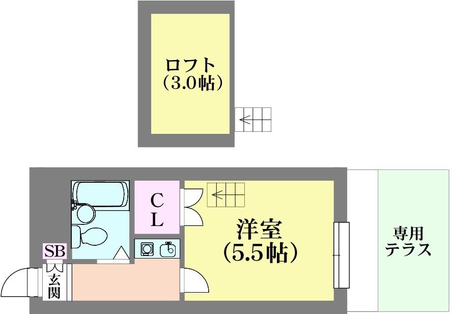 中央緑町ハイツ(1K/1階)の間取り写真
