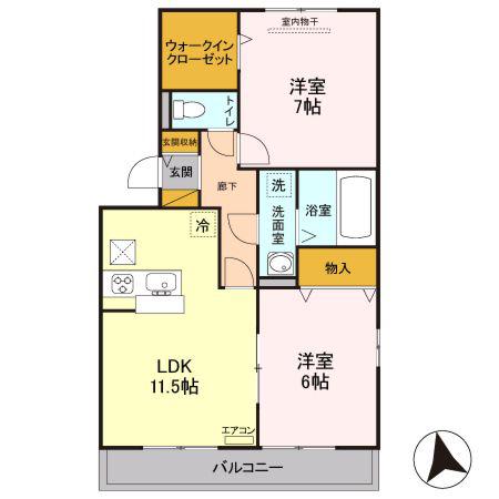ハーネス(2LDK/1階)の間取り写真