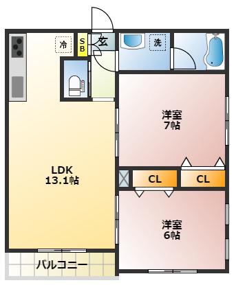 イーストピュア・パレス(2LDK/2階)の間取り写真