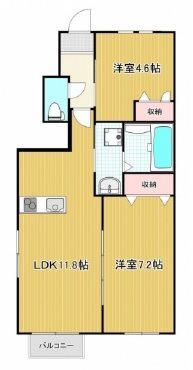 クロリス摩耶(2LDK/1階)の間取り写真