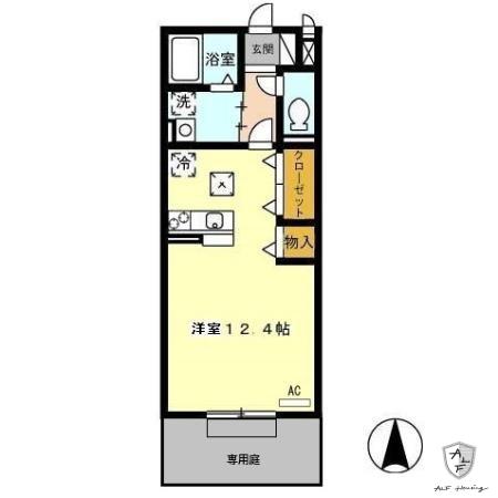 D-GARDEN神崎 B(ワンルーム/1階)の間取り写真