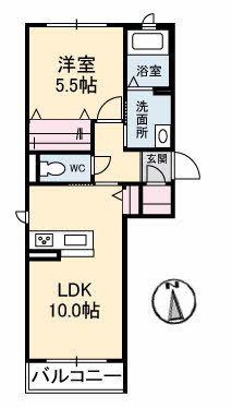 サンケープ(1LDK/2階)の間取り写真