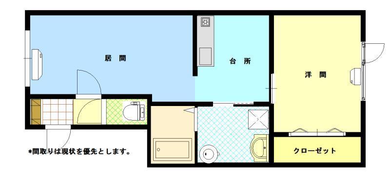 パステルB(1LDK/2階)の間取り写真