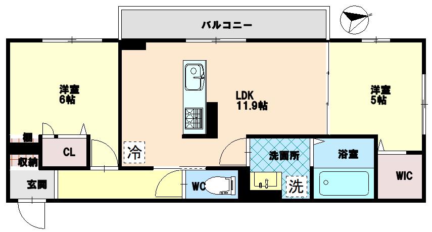 エムフルージュ(2LDK/3階)の間取り写真