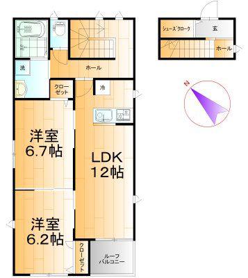 スマートメゾン稲毛(2LDK/2階)の間取り写真