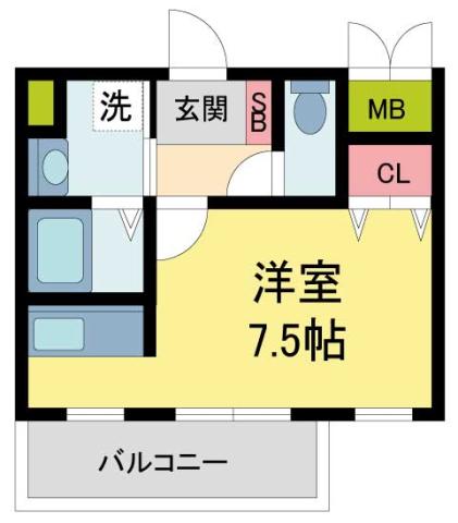 ゴールドウエスト(ワンルーム/3階)の間取り写真