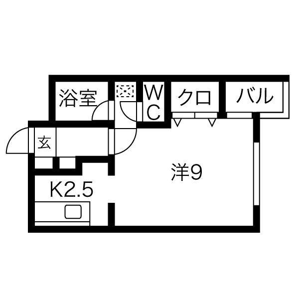 ノール琴似(1K/1階)の間取り写真