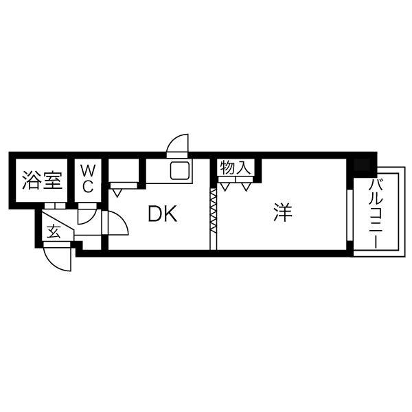 サポナール円山(1DK/4階)の間取り写真