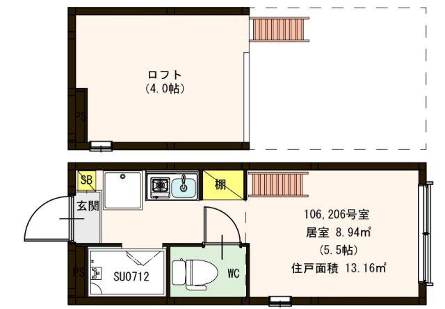アッシュコート大山(ワンルーム/2階)の間取り写真