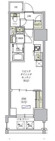 アーバネックス谷町四丁目(1LDK/2階)の間取り写真