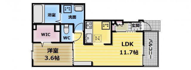 シャルマン大蓮北(1LDK/1階)の間取り写真
