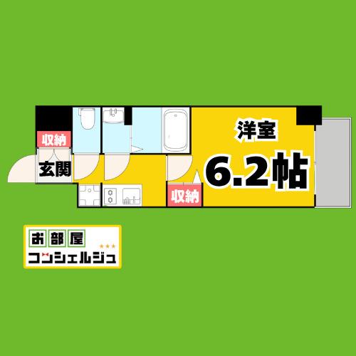 メイクス熱田神宮(1K/10階)の間取り写真