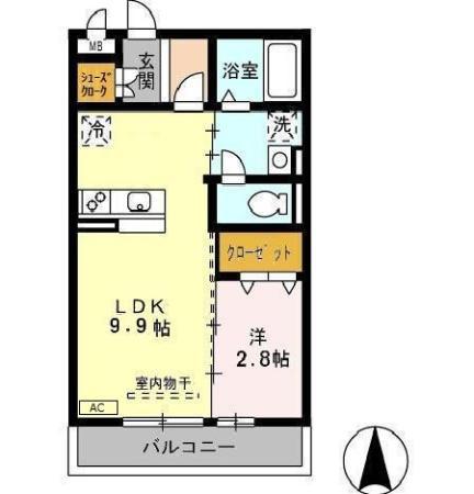 アザレ 蘇原 G棟(1LDK/3階)の間取り写真