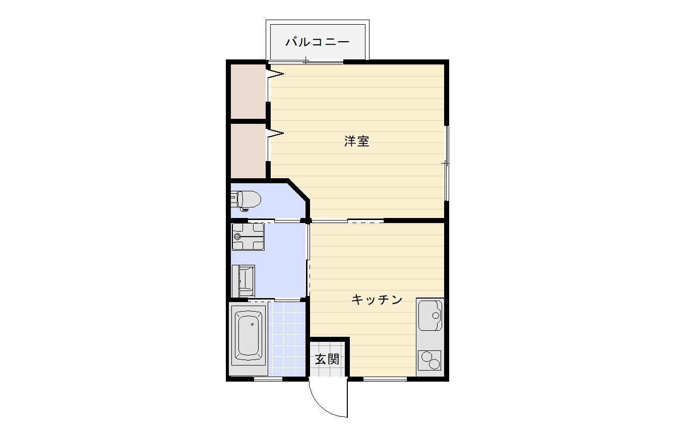 AKANAIL大新田(1DK/1階)の間取り写真