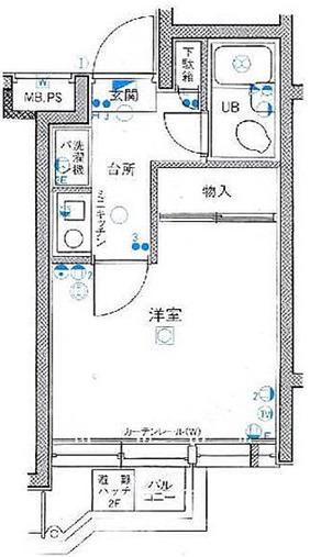 菱和パレス調布国領(1K/2階)の間取り写真