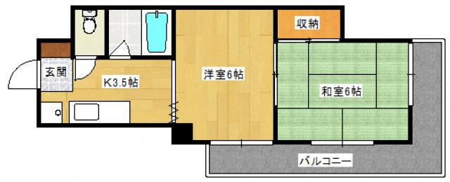 第1木本ビル(2K/3階)の間取り写真