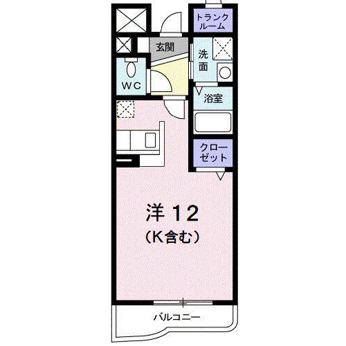 フォンテーヌ(ワンルーム/2階)の間取り写真