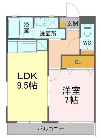 グラウクス(1LDK/3階)の間取り写真