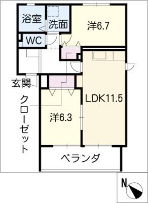 プルミエ パーク(2LDK/3階)の間取り写真